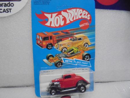 1982 HOT WHEELS Red 3 Window  34 Ford w Blackwalls Unpunched Card Sale