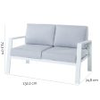 2-Seater Sofa Thais White Aluminium 132,20 x 74,80 x 73,30 cm Supply