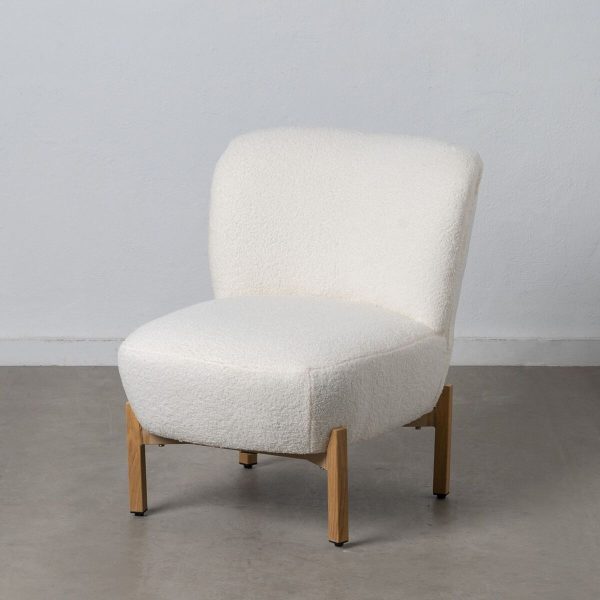 Armchair 62 x 75 x 74 cm Synthetic Fabric Metal White Discount