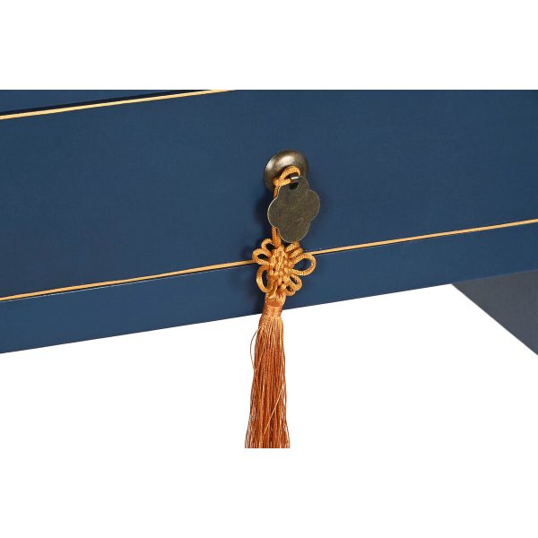 Desk DKD Home Decor Blue Golden Metal Pinewood MDF Wood 110 x 35 x 78 cm For Discount