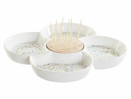 Appetizer Set DKD Home Decor Multicolour Natural Bamboo Stoneware Cottage 22 x 22 x 7 cm Sale