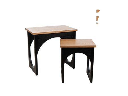 Tables set Romimex Black Natural MDF Wood 2 Pieces Discount