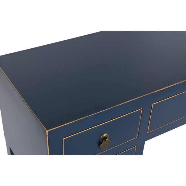 Desk DKD Home Decor Blue Golden Metal Pinewood MDF Wood 110 x 35 x 78 cm For Discount