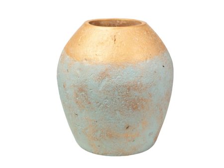 Vase Romimex Blue Golden Terracotta 25 x 40 x 25 cm Fashion