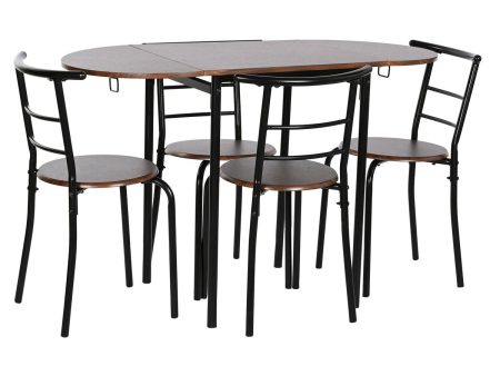 Table set with 4 chairs DKD Home Decor Brown Black Metal MDF Wood 121 x 55 x 78 cm Cheap