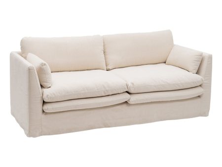 3-Seater Sofa Beige Viscose 224 x 100 x 94 cm For Discount