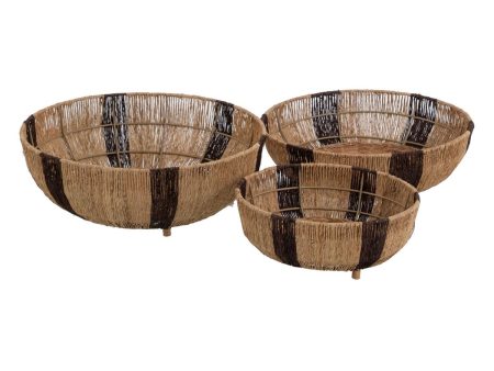 Basket set Brown Natural Jute 42 x 42 x 13 cm (3 Units) For Cheap