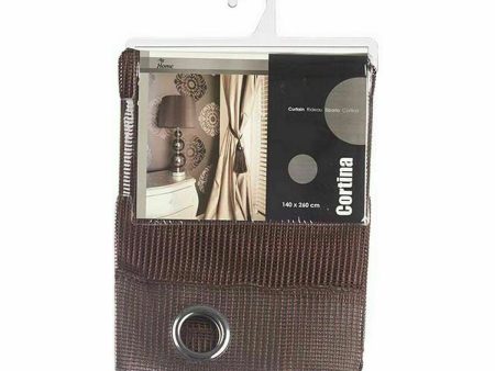 Curtain 140 x 260 cm Grille Brown (6 Units) For Cheap