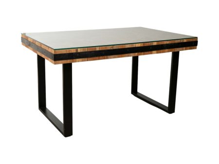 Table Romimex Black Natural Recycled Wood 140 x 77 x 90 cm Online Sale