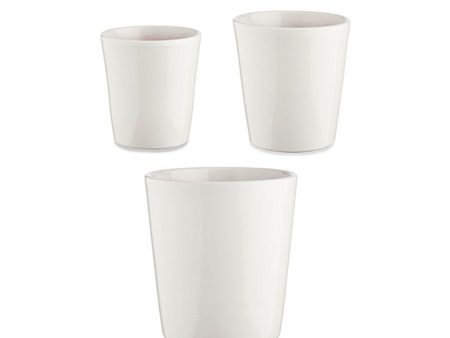 Set of pots Ø 14 cm Ø 22 cm Ø 17 cm Cónica 3 Pieces White on Sale