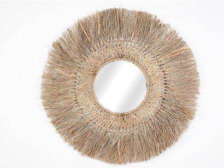 Wall mirror Romimex Natural Natural Fibre 85 x 85 x 3 cm Circular Sale