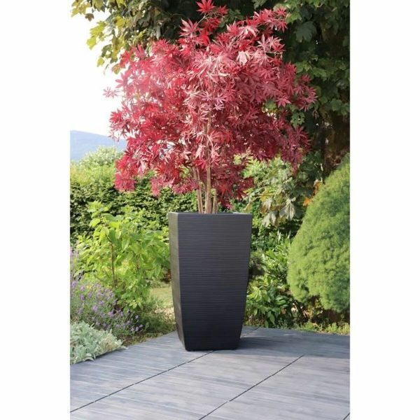 Plant pot EDA Black 43,5 x 43,5 x 78,2 cm Plastic Squared Modern Discount