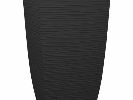 Plant pot EDA Black 43,5 x 43,5 x 78,2 cm Plastic Squared Modern Discount